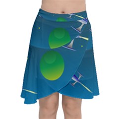 Rocket Spaceship Space Chiffon Wrap Front Skirt by HermanTelo