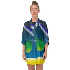 Rocket Spaceship Space Half Sleeve Chiffon Kimono