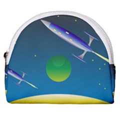 Rocket Spaceship Space Horseshoe Style Canvas Pouch