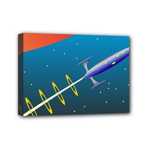 Rocket Spaceship Space Galaxy Mini Canvas 7  X 5  (stretched) by HermanTelo