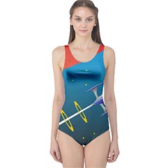 Rocket Spaceship Space Galaxy One Piece Swimsuit by HermanTelo
