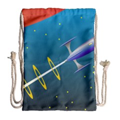 Rocket Spaceship Space Galaxy Drawstring Bag (large)