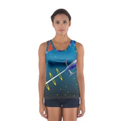 Rocket Spaceship Space Galaxy Sport Tank Top  by HermanTelo