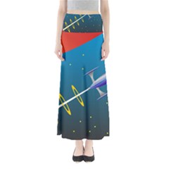 Rocket Spaceship Space Galaxy Full Length Maxi Skirt