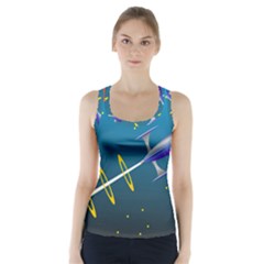Rocket Spaceship Space Galaxy Racer Back Sports Top