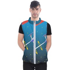 Rocket Spaceship Space Galaxy Men s Puffer Vest by HermanTelo