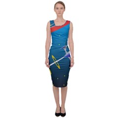 Rocket Spaceship Space Galaxy Sleeveless Pencil Dress by HermanTelo