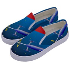 Rocket Spaceship Space Galaxy Kids  Canvas Slip Ons by HermanTelo