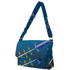 Rocket Spaceship Space Galaxy Full Print Messenger Bag