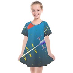 Rocket Spaceship Space Galaxy Kids  Smock Dress