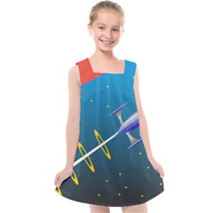 Rocket Spaceship Space Galaxy Kids  Cross Back Dress