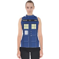 Tardis Doctor Who Time Travel Mock Neck Shell Top