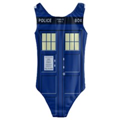 Tardis Doctor Who Time Travel Kids  Cut-out Back One Piece Swimsuit by HermanTelo
