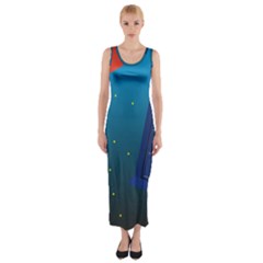 Tardis Doctor Time Travel Fitted Maxi Dress