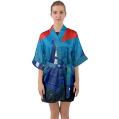 Tardis Doctor Time Travel Quarter Sleeve Kimono Robe