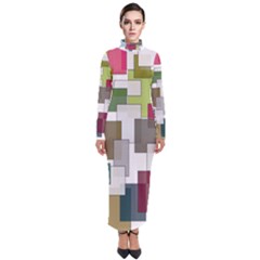 Wallpaper Texture Plaid Turtleneck Maxi Dress