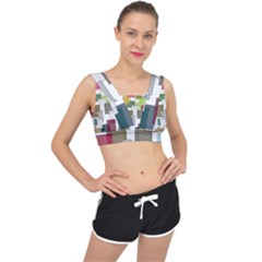 Wallpaper Texture Plaid V-Back Sports Bra