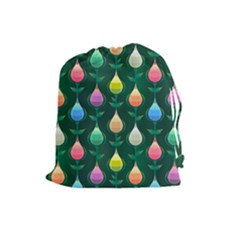 Tulips Seamless Pattern Background Drawstring Pouch (large)
