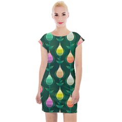 Tulips Seamless Pattern Background Cap Sleeve Bodycon Dress