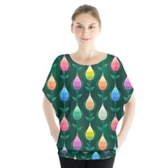 Tulips Seamless Pattern Background Batwing Chiffon Blouse