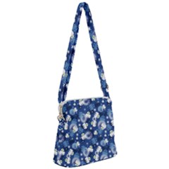 White Flowers Summer Plant Zipper Messenger Bag