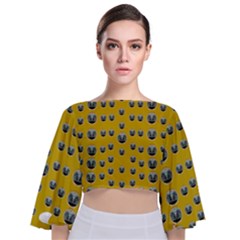 Mistletoe In Wood Tie Back Butterfly Sleeve Chiffon Top