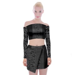 Fur Division Off Shoulder Top With Mini Skirt Set by Sudhe