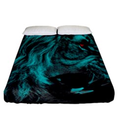 Angry Male Lion Predator Carnivore Fitted Sheet (california King Size) by Sudhe