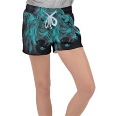 Angry Male Lion Predator Carnivore Women s Velour Lounge Shorts by Sudhe