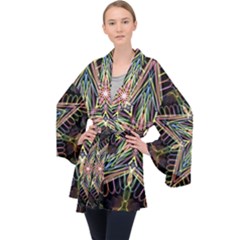 Star Mandala Pattern Design Doodle Velvet Kimono Robe by Pakrebo