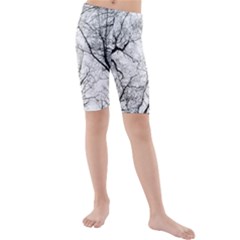 Forest Trees Silhouette Tree Kids  Mid Length Swim Shorts by Pakrebo