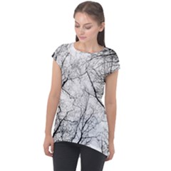 Forest Trees Silhouette Tree Cap Sleeve High Low Top by Pakrebo