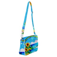 Sunflower And Rainbow Ocean Bokeh Shoulder Bag With Back Zipper