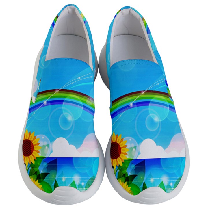 Sunflower And Rainbow Ocean Bokeh Women s Lightweight Slip Ons