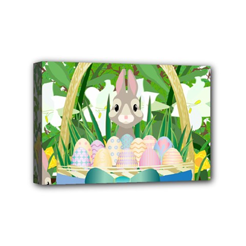 Graphic Easter Easter Basket Spring Mini Canvas 6  x 4  (Stretched)