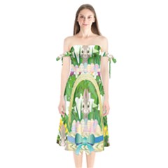 Graphic Easter Easter Basket Spring Shoulder Tie Bardot Midi Dress