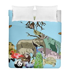 Zoo Animals Peacock Lion Hippo Duvet Cover Double Side (full/ Double Size)