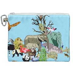 Zoo Animals Peacock Lion Hippo Canvas Cosmetic Bag (xxl) by Pakrebo