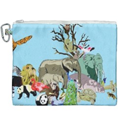 Zoo Animals Peacock Lion Hippo Canvas Cosmetic Bag (xxxl) by Pakrebo