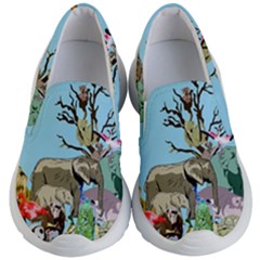 Zoo Animals Peacock Lion Hippo Kids  Lightweight Slip Ons by Pakrebo