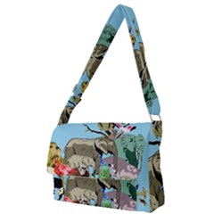 Zoo Animals Peacock Lion Hippo Full Print Messenger Bag by Pakrebo