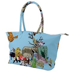 Zoo Animals Peacock Lion Hippo Canvas Shoulder Bag by Pakrebo