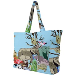 Zoo Animals Peacock Lion Hippo Simple Shoulder Bag by Pakrebo