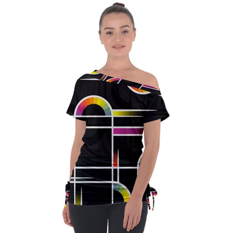 Background Abstract Semi Circles Tie-up Tee by Pakrebo