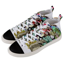 Zoo Animals Peacock Lion Hippo Men s Mid-top Canvas Sneakers by Pakrebo