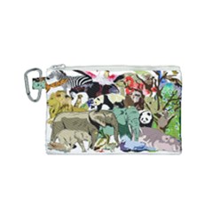 Zoo Animals Peacock Lion Hippo Canvas Cosmetic Bag (small) by Pakrebo