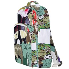 Zoo Animals Peacock Lion Hippo Double Compartment Backpack by Pakrebo