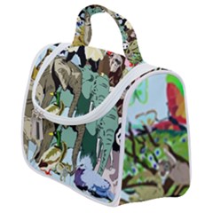 Zoo Animals Peacock Lion Hippo Satchel Handbag by Pakrebo