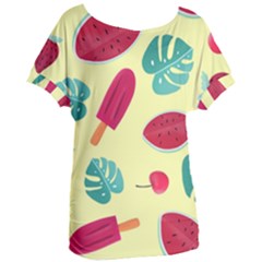 Watermelon Leaves Strawberry Women s Oversized Tee by Pakrebo