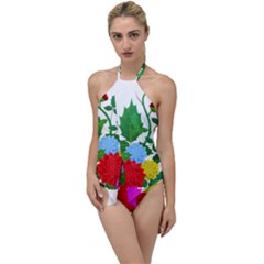 Flowers Floral Plants Nature Go With The Flow One Piece Swimsuit by Pakrebo